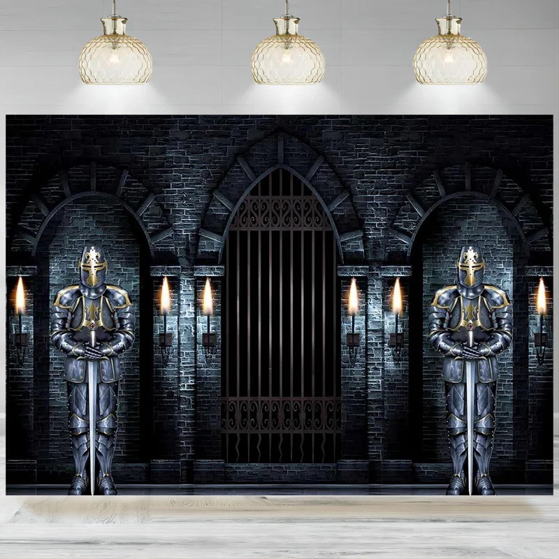 Medieval Castle Backdrop Knight Gothic Brick Stone Photography Background Party Decoration Halloween Birthday Party Banner