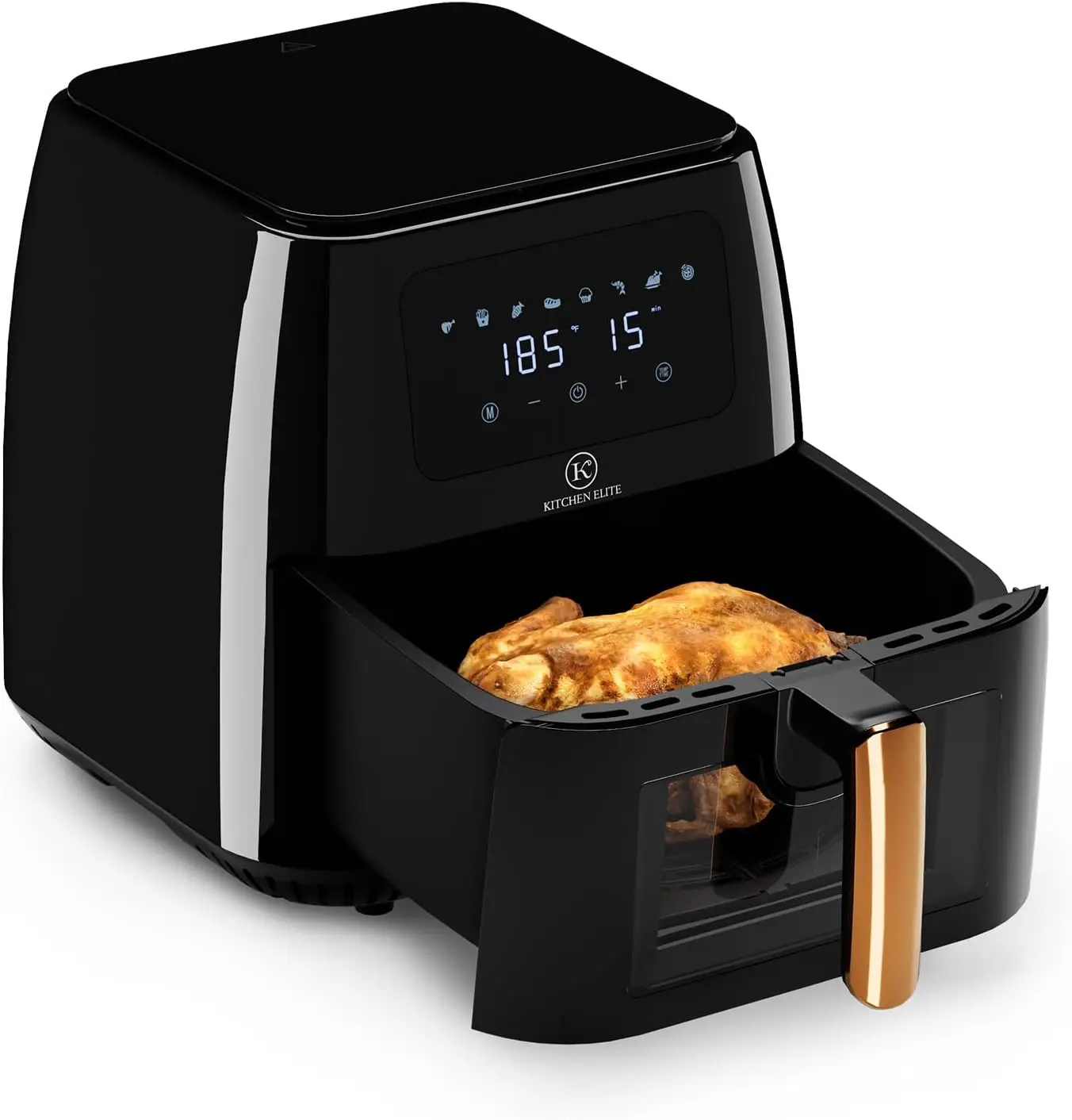 Air Fryer With 360° Turbo Airflow Tech, 8 Preset Functions, 8 Qt Family Size,Nonstick, Dishwasher-Safe, Black