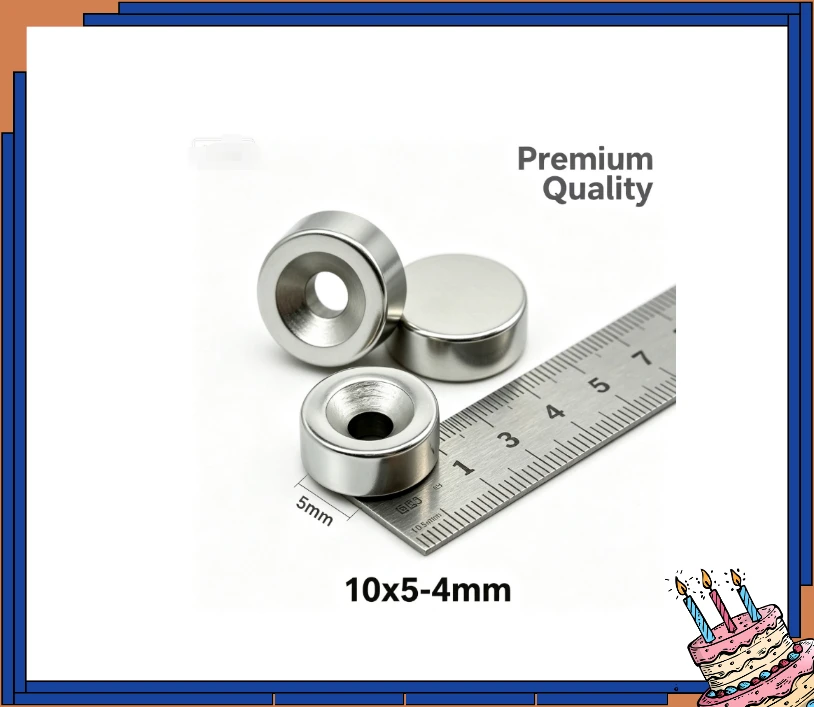 Premium 10x5-4mm Strong NdFeB Countersunk Magnet for DIY, Powerful Handmade Crafts