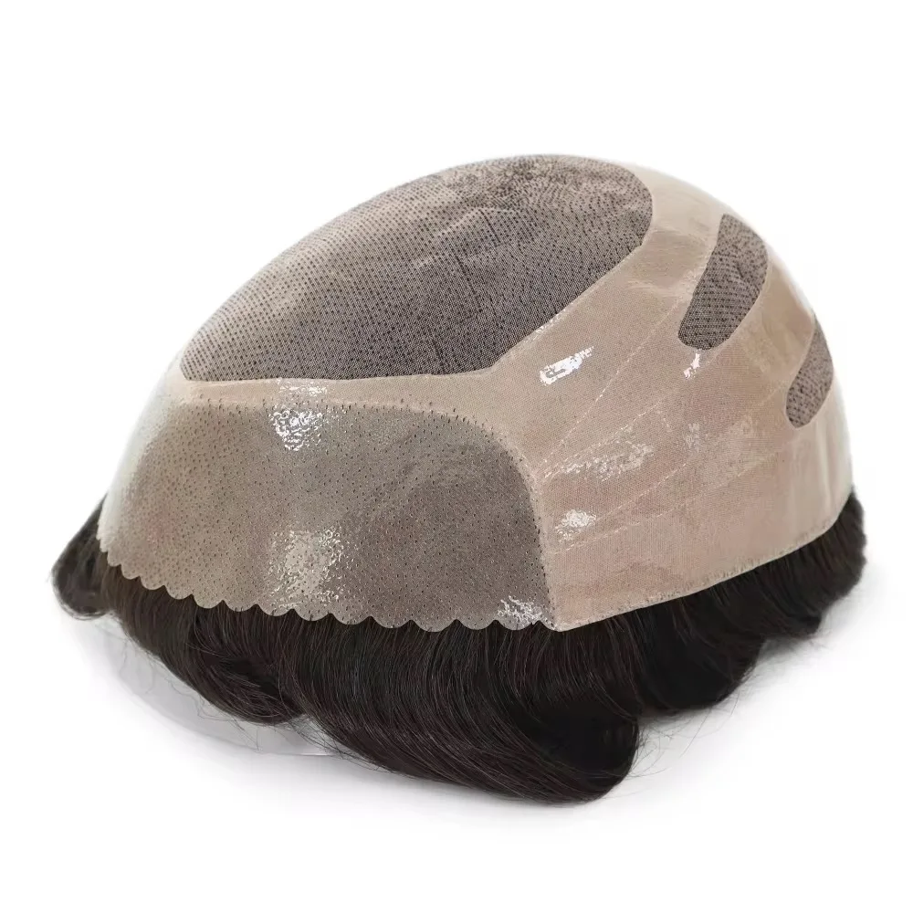 شعر مستعار مريح من Bond Mono & Pu شعر رجالي من الأمام والخلف شعر طبيعي 100% شعر بشري للرجال شعر مستعار للرجال خط شعر طبيعي