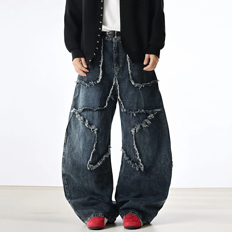 جينز نسائي أزرق فضفاض عتيق 90s جمالي عالي الخصر سروال رعاة البقر Harajuku سراويل جينز Y2k Trashy 2000s ملابس 2025