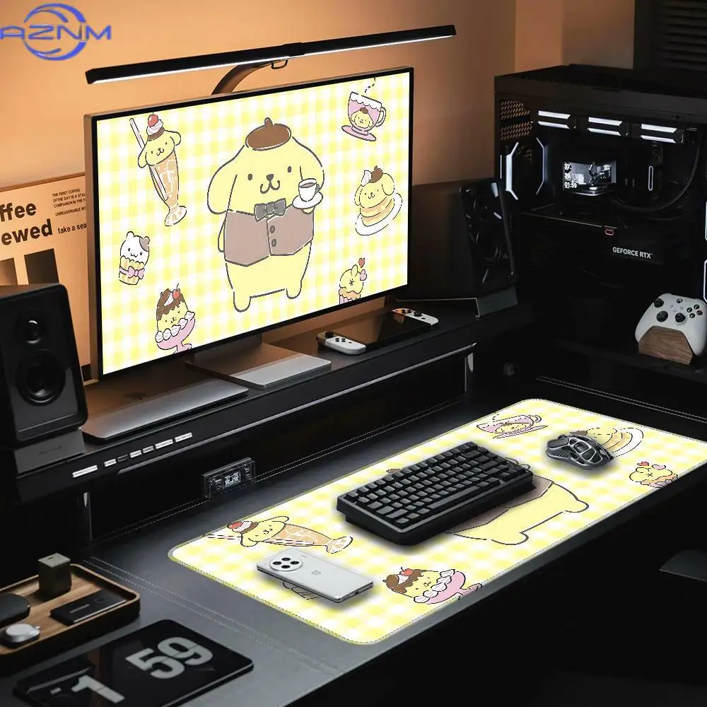 Cute P-Pompompurin Mouse Pad Rubber Thicken Overlock Gaming Table Mat Office Computer Keyboard Pad PC Mousepad
