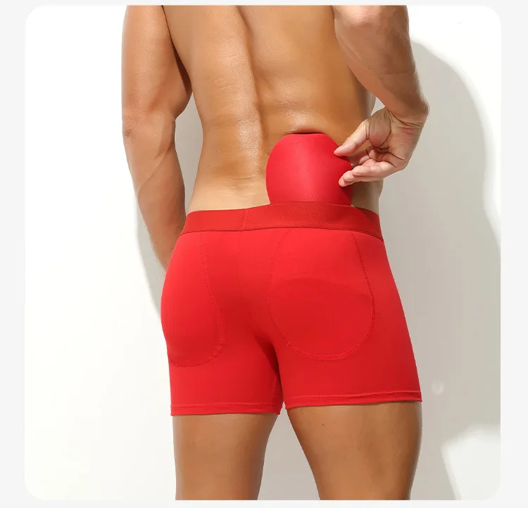 

Padded Buttocks Sponge Boxy Underwear for Men Thickened Fake Butt Hip Lift Boxer Shorts Gays U Convex Pouch Underpants
