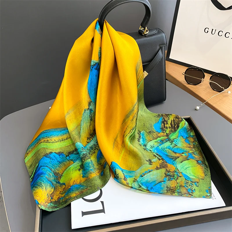 100% Real Silk Scarf New 70CM Natural Shawl Wraps Women Ladies Fashion Scarves Foulard Bandana Square Headband Hijab Pashmina