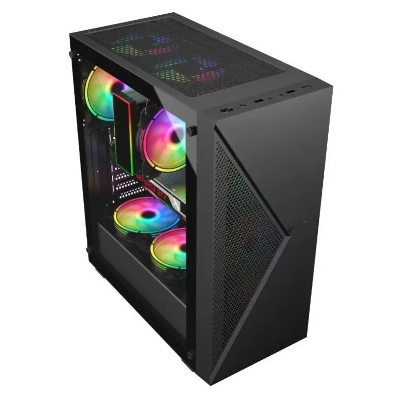 CG272B Desktop ATX PC Case, Side Transparent DIY Computer Chassis for Business Office & Gaming Build