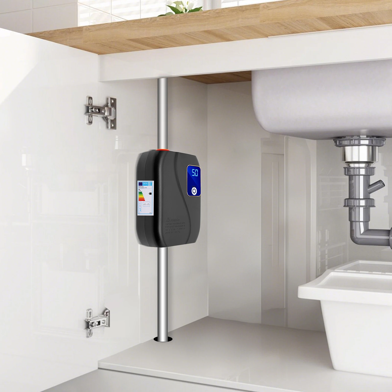 Chauffe-eau électrique 3500W, chauffe-eau instantané pour cuisines et salles de bain familiales 77-122 ° F