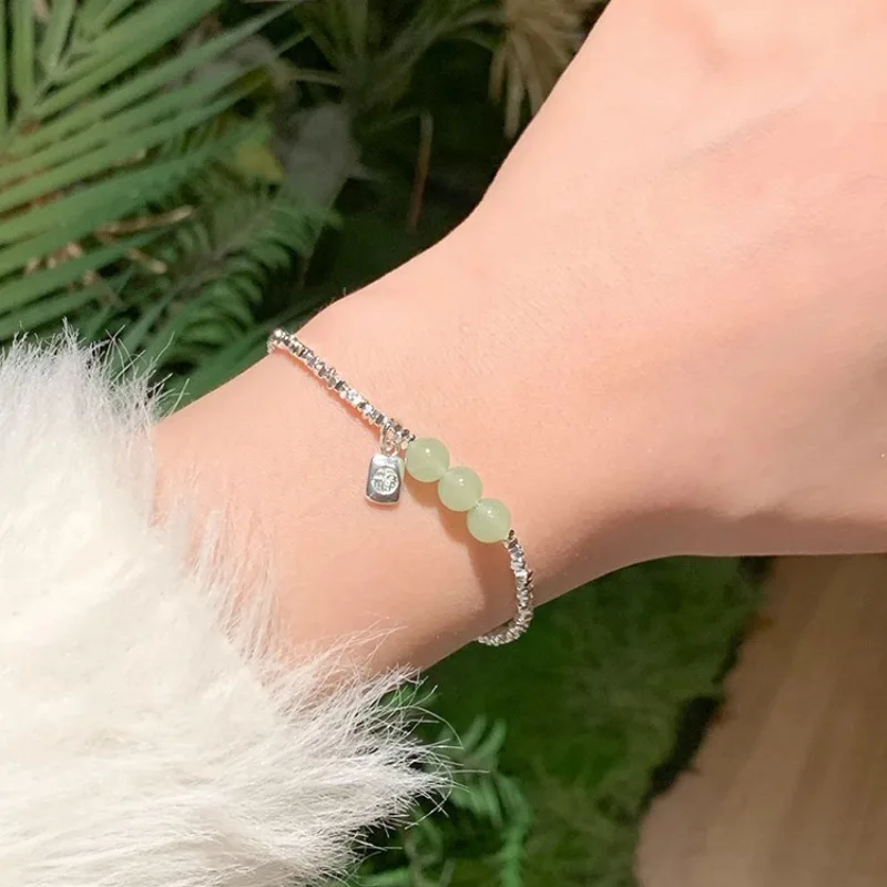 VENTFILLE-سوار ريترو للنساء ، 925 فضة ، أزرق فاتح ، اليشم ، مزاجه ، تنوعا ، هدية لفتاة ، محظوظ ، انخفاض الشحن