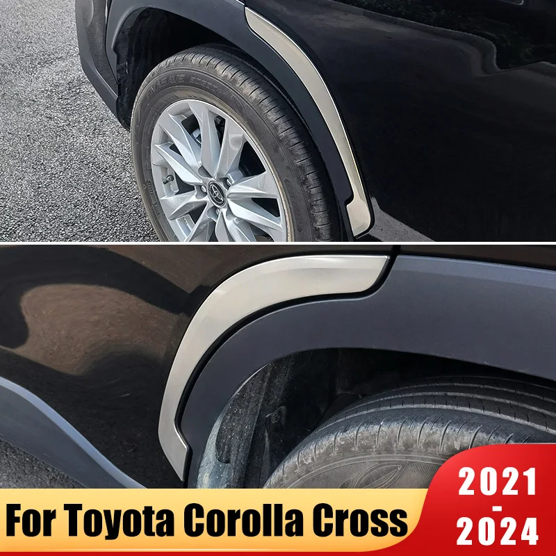 

For Toyota Corolla Cross XG10 2021~2024 2022 2023 Car Fender Protector Anti-scratch Sticker Rear Wheel Eyebrow Decorative Strips