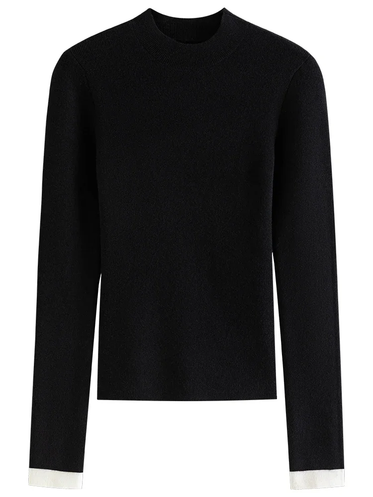 FSLE 【Multiple Colors Optional】Half Turtleneck Inner Bottoming Shirt for Women Winter 2023 Newly Slim Knitted Sweater for Female