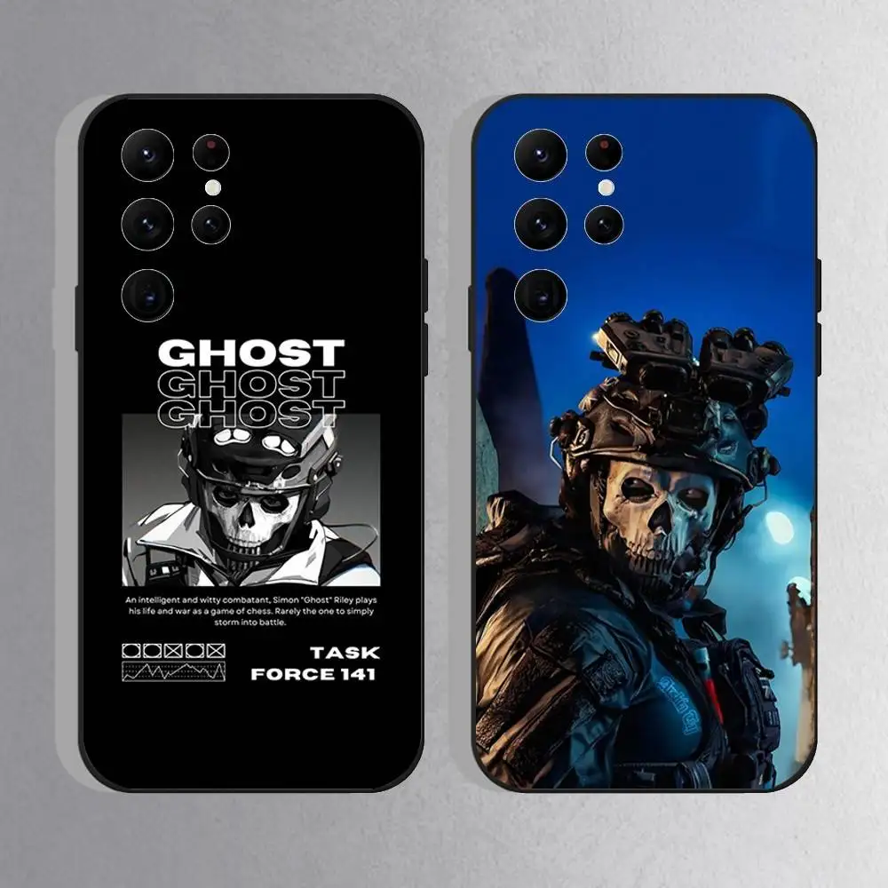 

COD Call Of Duty Ghost Phone Case For Samsung S25,S24 Ultra,S20,S30 plus,S22 plus,S23,S30 Ultra 5G Silicone Black Shell