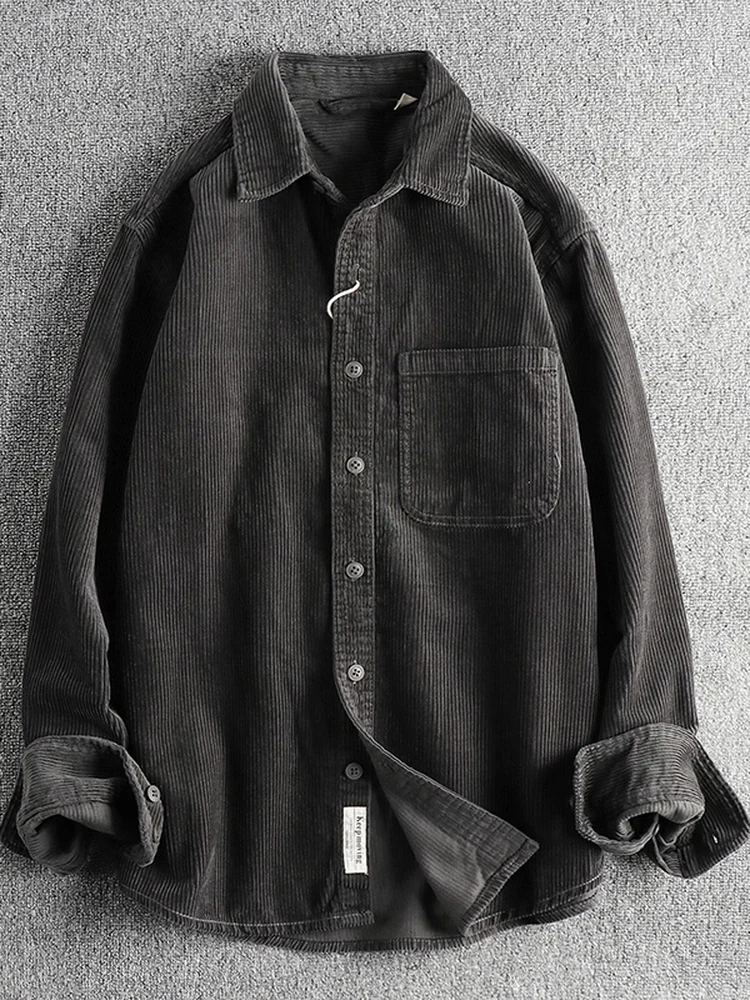 Fashionable Corduroy Long Sleeve Shirt Casual Versatile Men's Shirt Spring Autumn New Style American Style Breathable Warmth