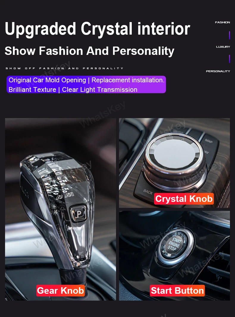 Crystal Gear Shift Knob For BMW F30 F31 F32 F36 F01 i8 F25 F26 F20 F22 F11 F10 Crystal Gearbox Lever Stick Handle Accessories