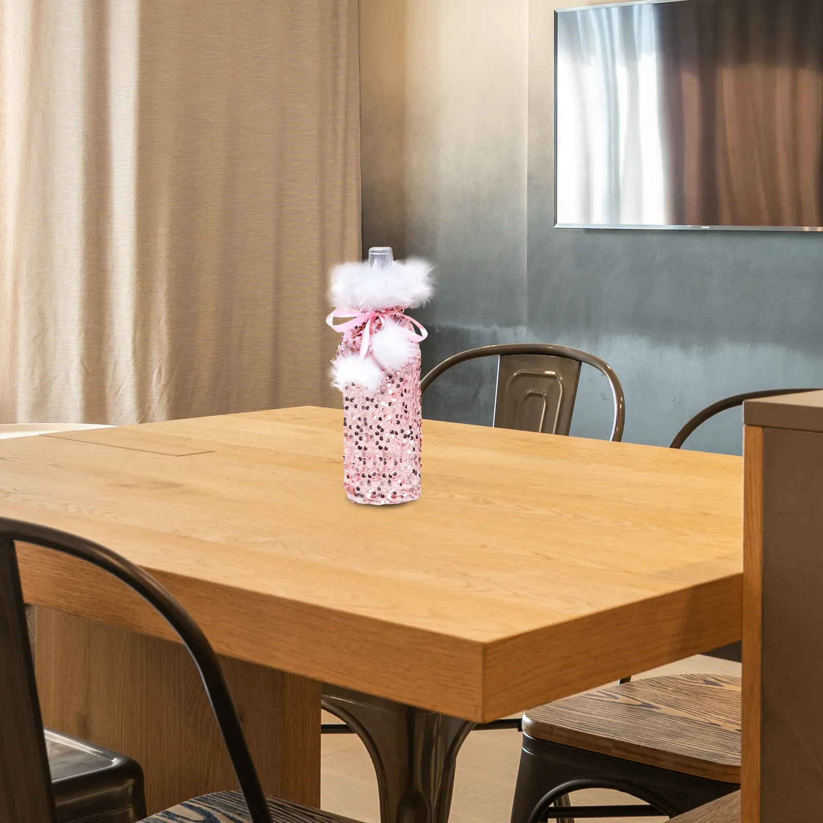 

1Pcs Wine Bottle Cover Christmas Sequins Cover Decorative Bottle Protector for Xmas Party Table Decoration Festive Holiday Wine