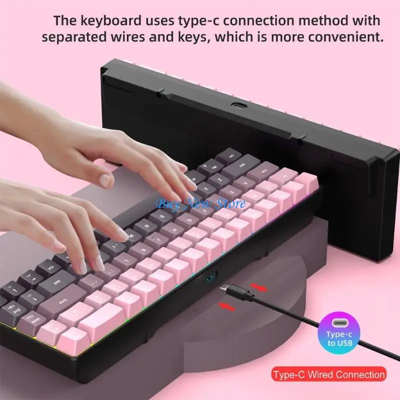 

20CE Wireds Keyboards With Dynamic RGBs Backlits 68 Space Saving Layout AntiGhosting