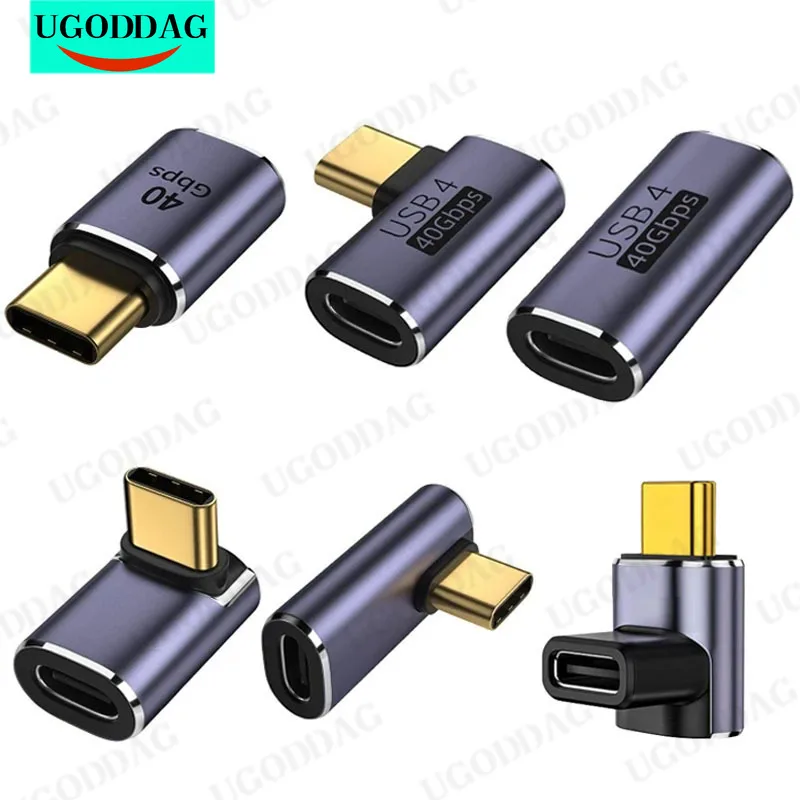 USB C Adapters U-Shape Straight Angle Adapter Type C Female to Type C Male 40Gbps Fast Data Adapter Converter Charging Adapters