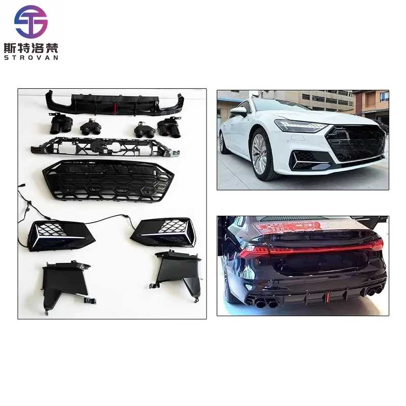 

STLF CLRAK A7 2019-2024 New Car Bumper Modification Kit with Grille Fog Lights Rear Lip Navigation Light & Tailpipe for