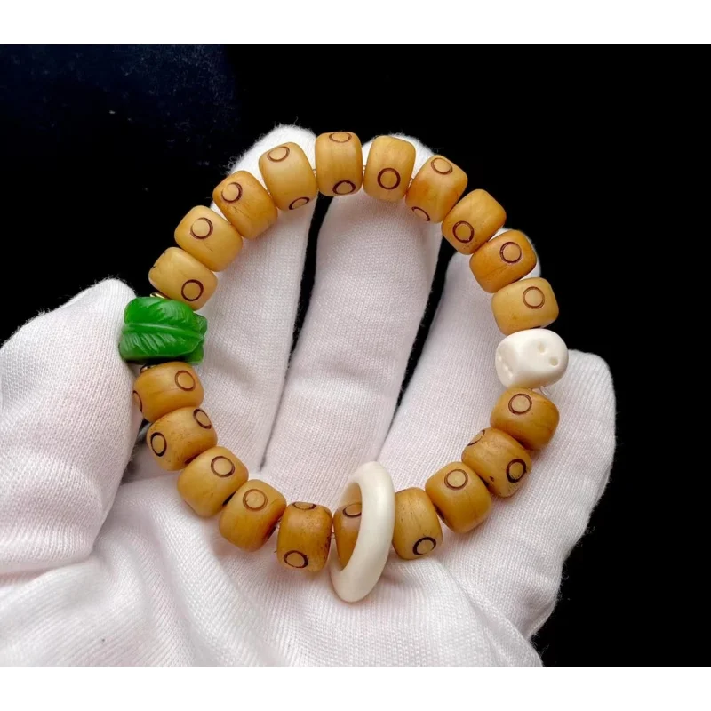 

Yak bone running bead , Tibetan-style vintage material , men's bracelet with three-eyed Buddha beads, high-end c