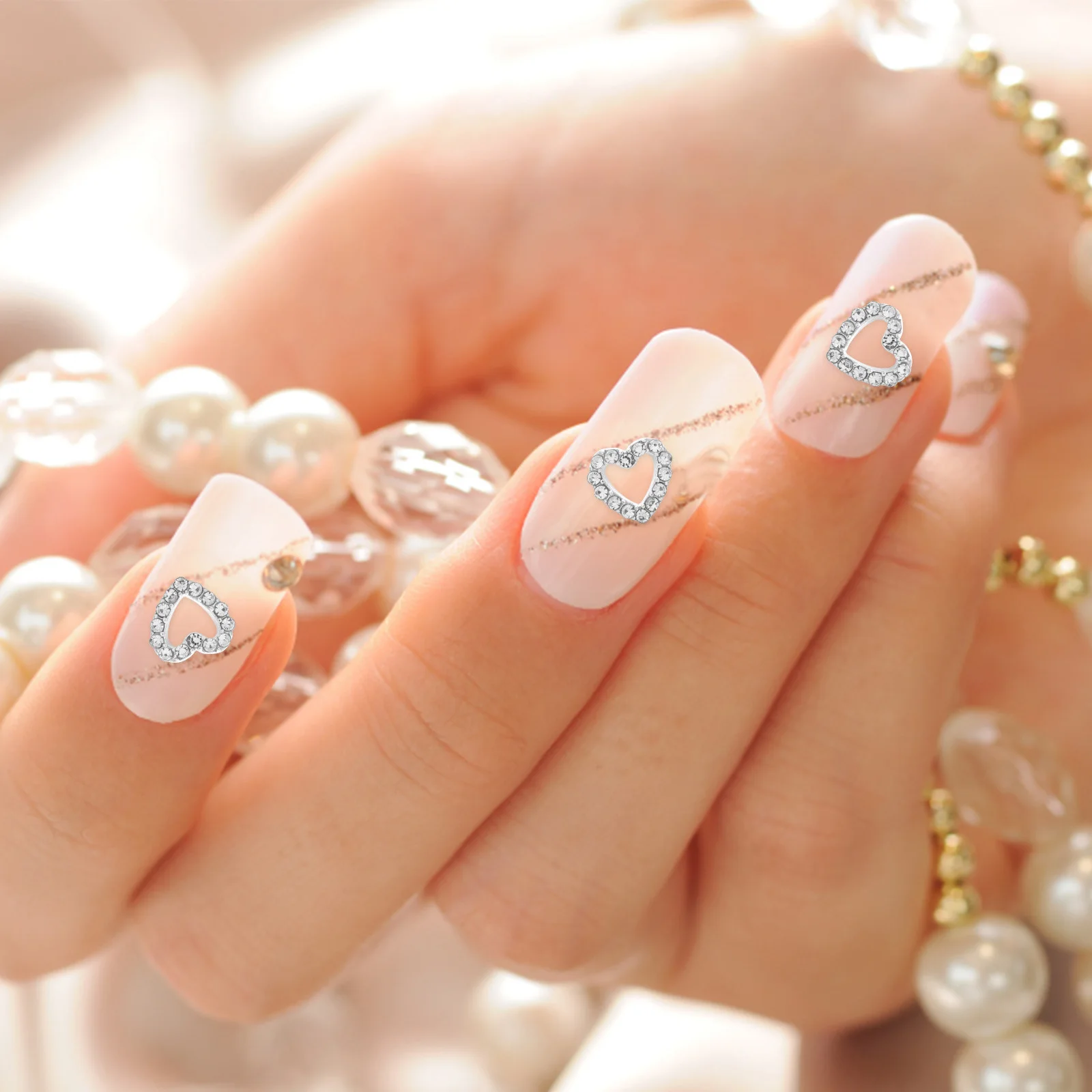 10pcs Star Pendant Ornaments Nail Art Supplies Women Nails Zinc Alloy Rhinestones Decors Small Pearls Hollow Details for nail