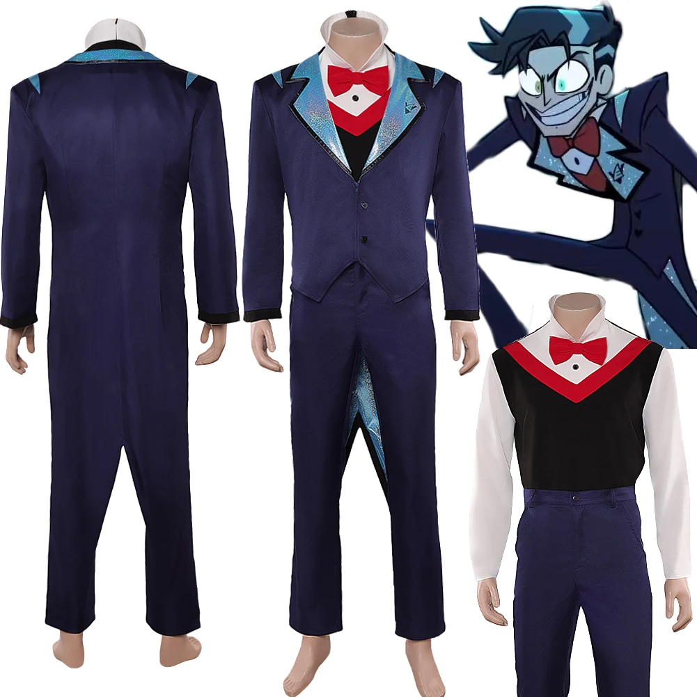 

TV Hell Inn VOX Hotel Cosplay Blue Suit Clothes Set Men Uniform Coat Pants Shirt Costume Halloween Outfits Carnival Party Adult