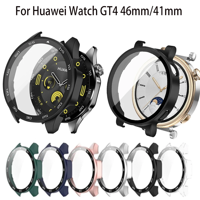 Tempered Glass+Case For Huawei Watch GT4 46mm Full Coverage Bumper Screen Protector Cover For Huawei Watch GT 4 41mm Accessories