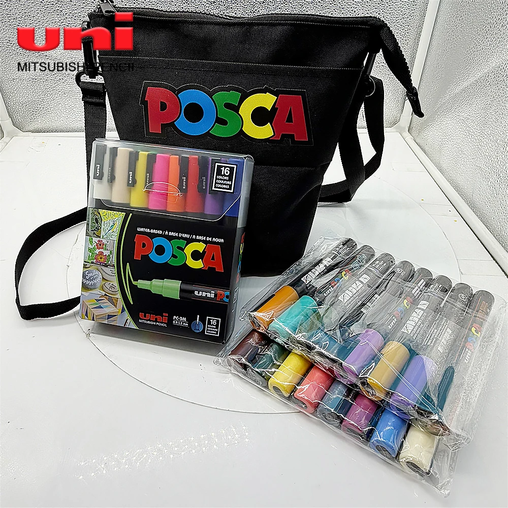 32PCS/Set New Japan UNI POSCA Markers Set PC-3M/PC-5M Painting Graffiti Wood Fabric Art Supplies Stationery School Supplies