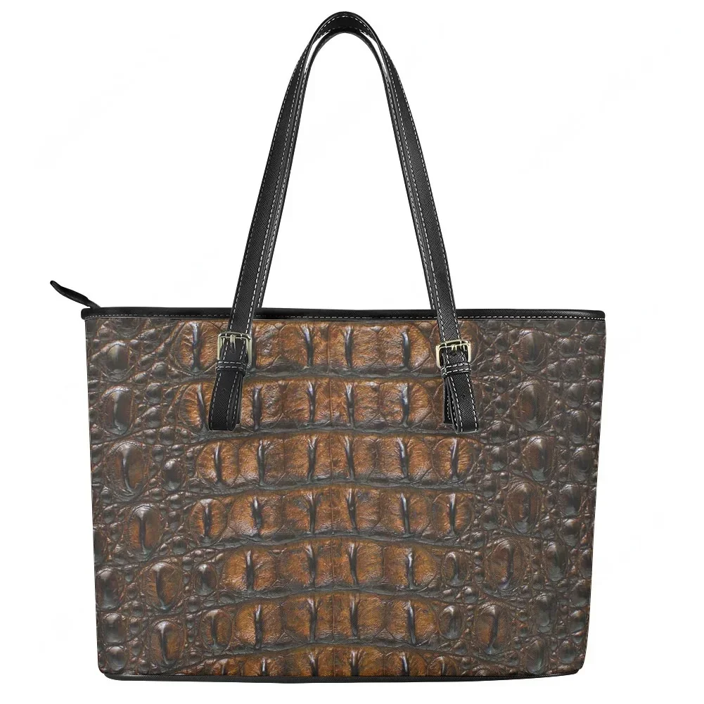 Crocodile Leather Imitation Pattern Print Custom Handbag Women Mens Tote Bag Shoulder Bag Business Leather Purse Travel Bag Gift