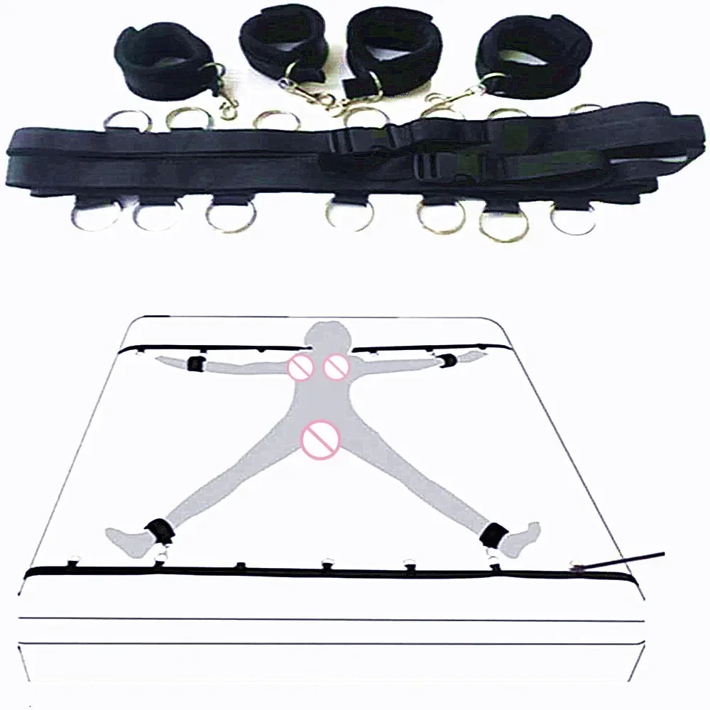 Kit de sujeción de cama para parejas, juego sexual para adultos, correa de Bondage BDSM, esposas sexuales, juego de juguetes sexuales, puño de tobillo ajustable, esclavo, sadomasochismo