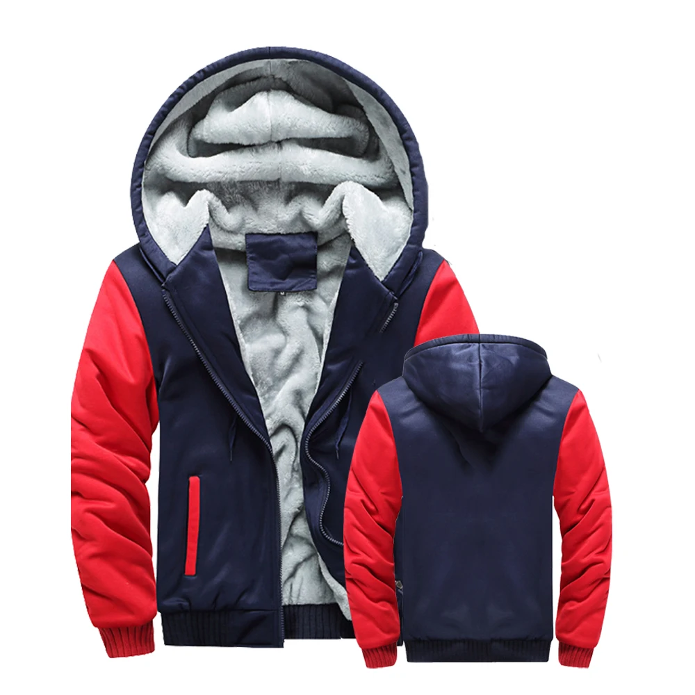 Winter Jacket Men Warm Coat Thick Fleece Male Zipper Hooded Jackets Casual Hooded Sportswear Outerwear Long Sleeves Sports Hoody