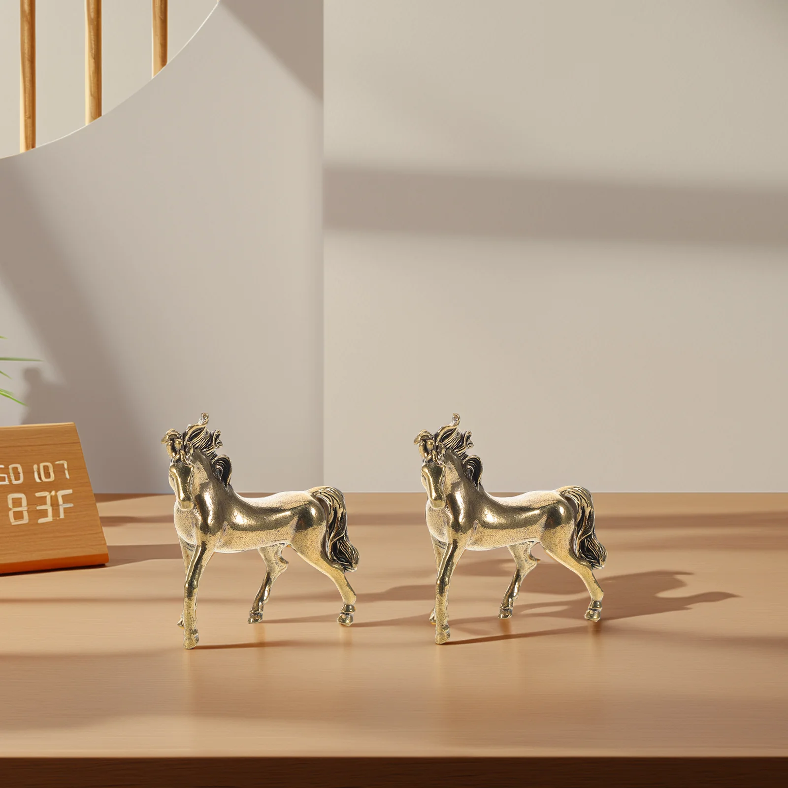

Zerodeko 2pcs Copper Horse Sculpture Figurine Gold Wealth Statue Decor Goat Feng Shui Animal Miniature Decoration