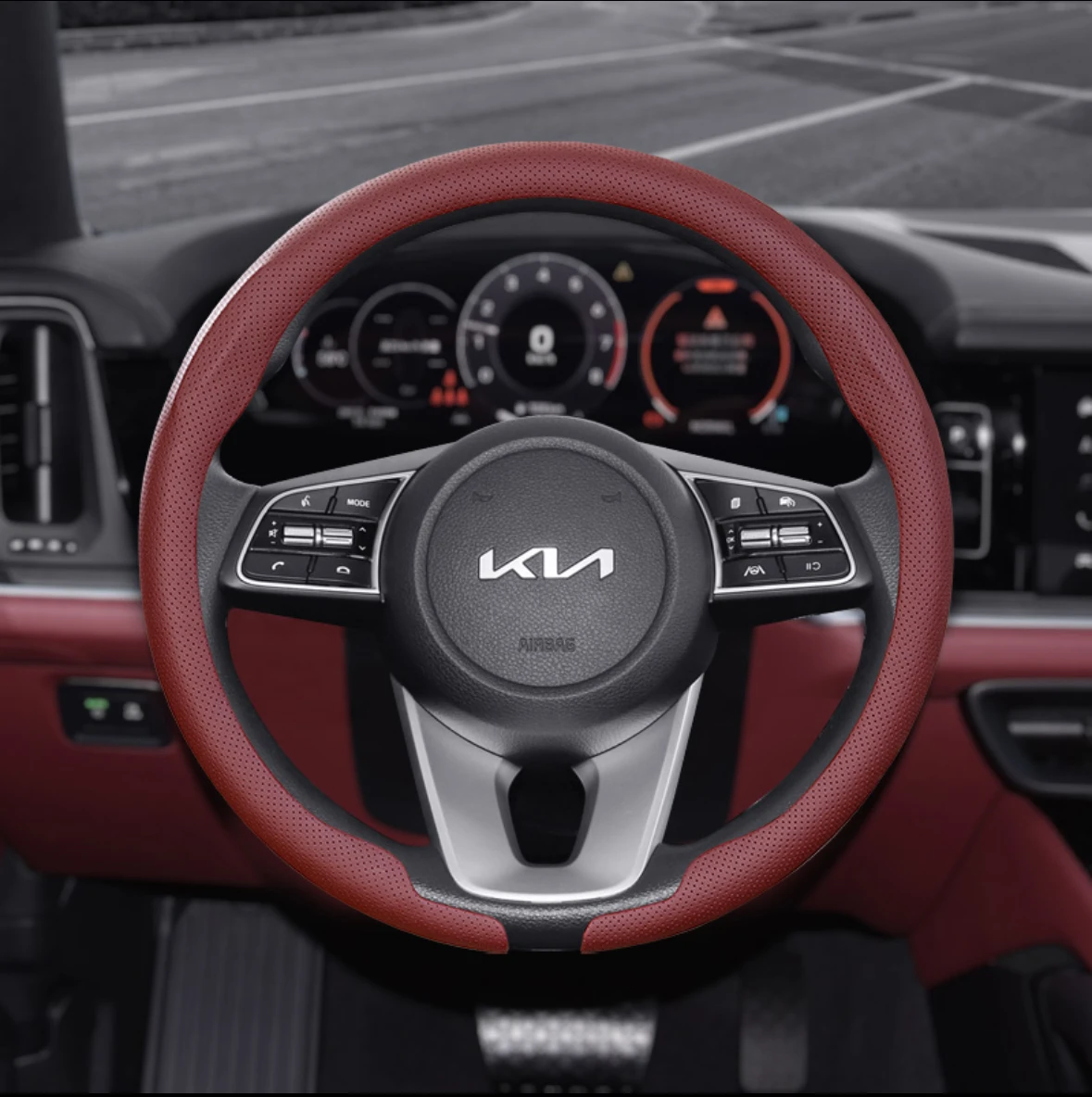 For KIA Car Steering Wheel Cover Nappa Leather Car Sreering Cover Rio Sorento Sportage Forte K3 K5 Stonic Strong Spectra Optima view 3