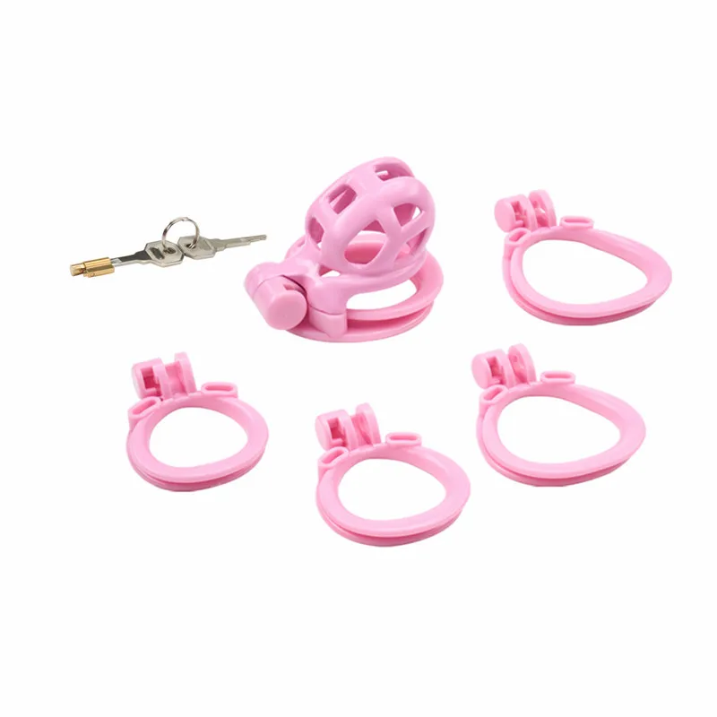 Beiaisi High Quality Pink Cobra Chastity Cage Strong And Light Cock Cage With 4 Arc Rings Chastity Belt Penis Lock Adult Toys