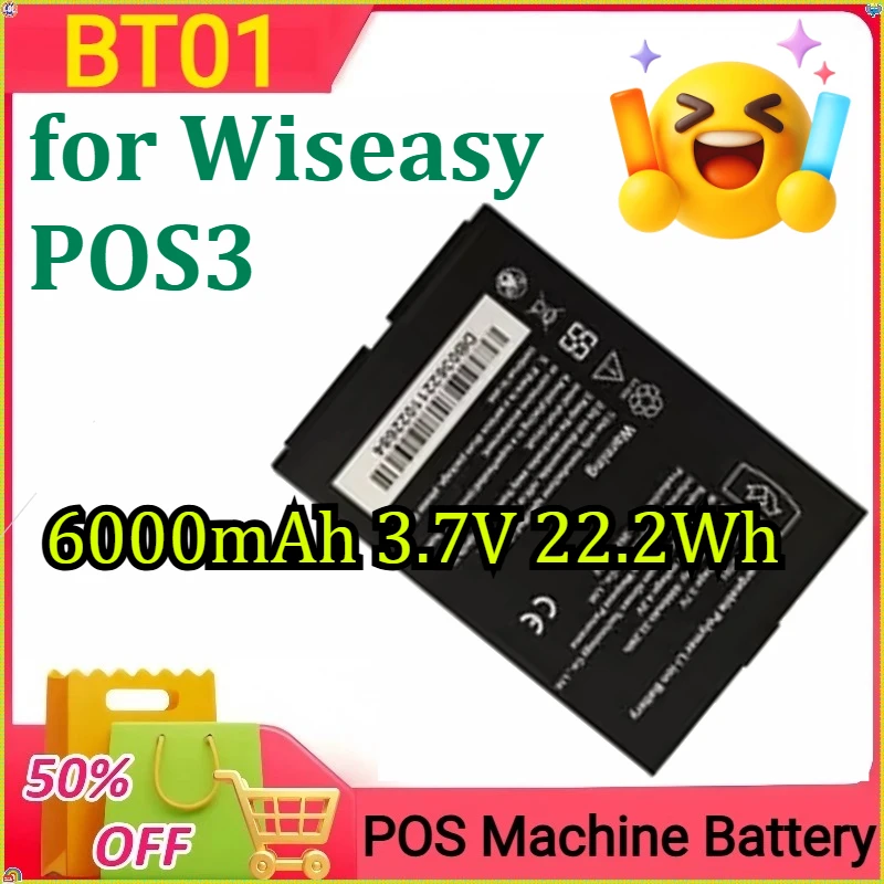 

BT01 Battery for Wiseasy POS3 Information Intelligent Card Reader Battery New 6000mAh 3.7V 22.2Wh