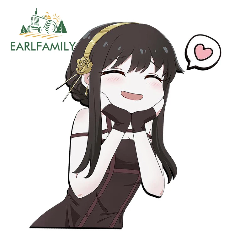 EARLFAMILY 13cm x 12cm for Yor Chibi Car Stickers Trunk Motorcycle Car Accessories Decal Camper Anime Waterproof Sunscreen