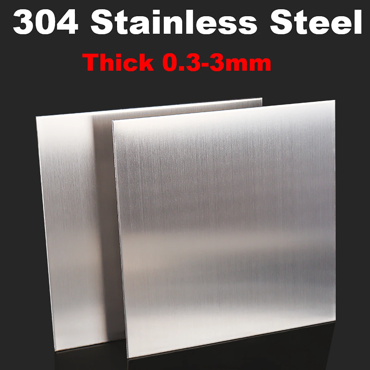 304 Stainless Steel Sheet Thick 0.3/0.5/0.8/1/1.5/2/3mm100x100 100x150 300x400mm Square Board Flat Brushed Metal Polished Plate
