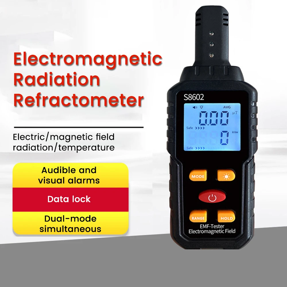 Detector de Radiação Eletromagnética Dosímetro Digital Contador Geiger Radiômetro Eletromagnético Emf S8602 Household