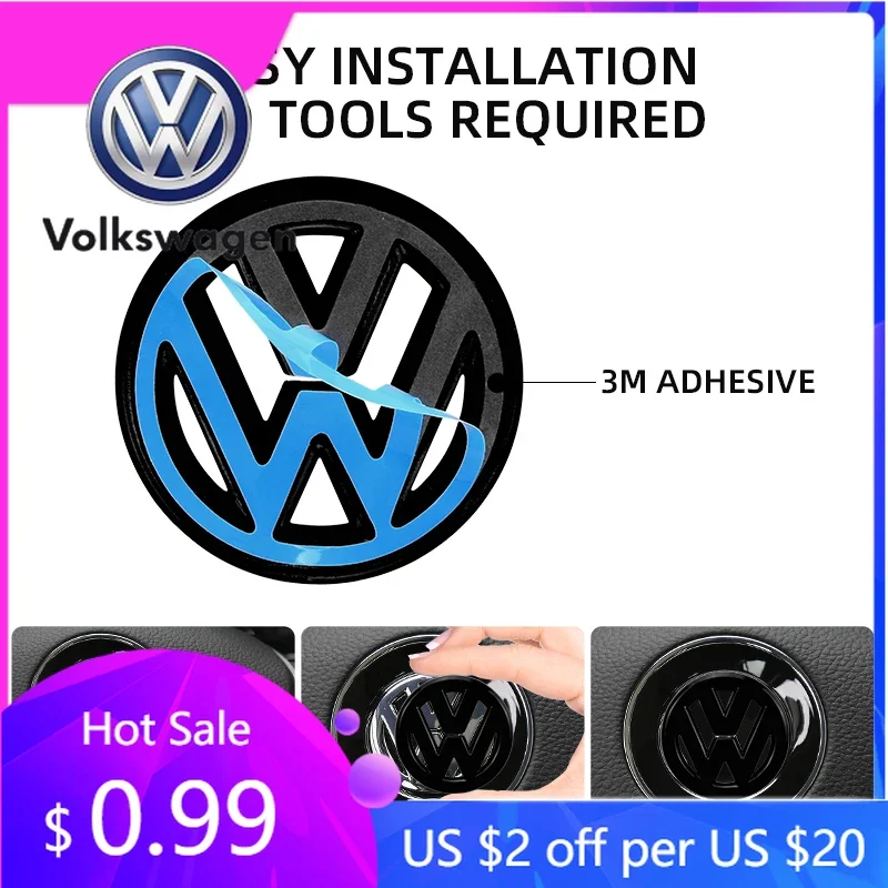 

Декоративная наклейка-кольцо с логотипом на руль из ABS-пластика для VW Volkswagen Jetta MK5 Golf, Polo, Jetta.