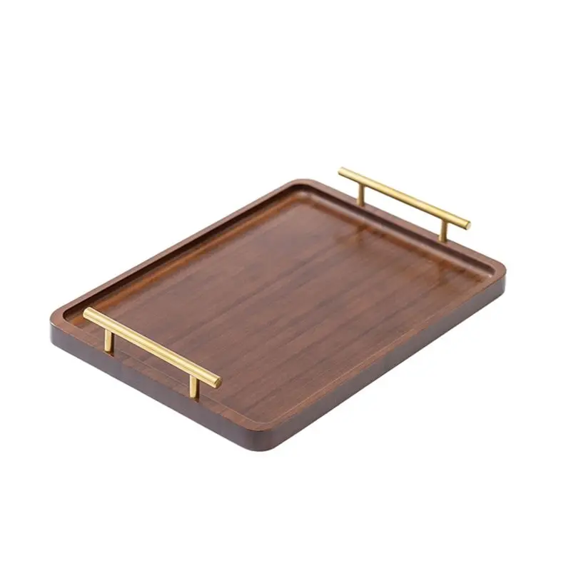

AEE2-Wooden Tray Solid Wood Tea Tray With Handle Household Storage