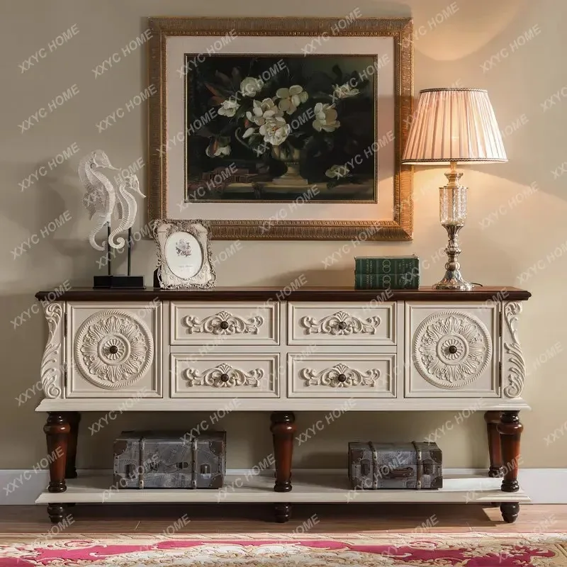 Xrural retro old solid wood living room decorative cabinet