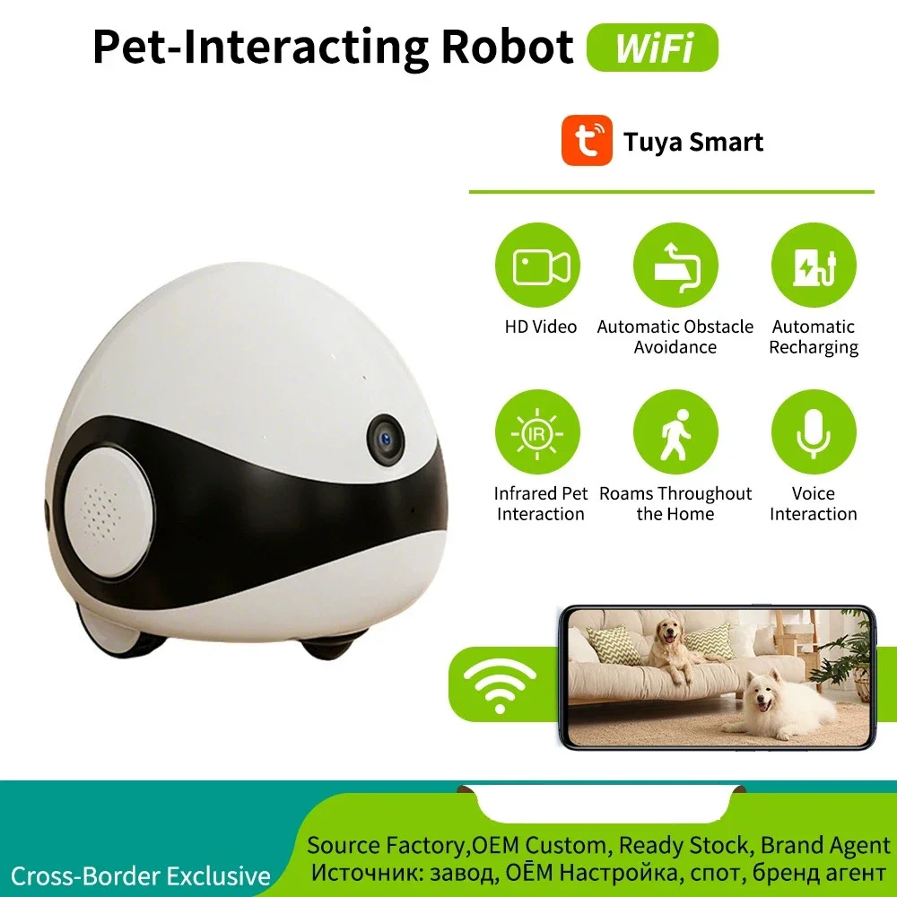 Baby WIFI 2MP Camera Robot for Dog Cat Baby 1080P Wifi​ 2.4G 360° Home Pet Camera Startlight Night Vision CCTV Pet Camera