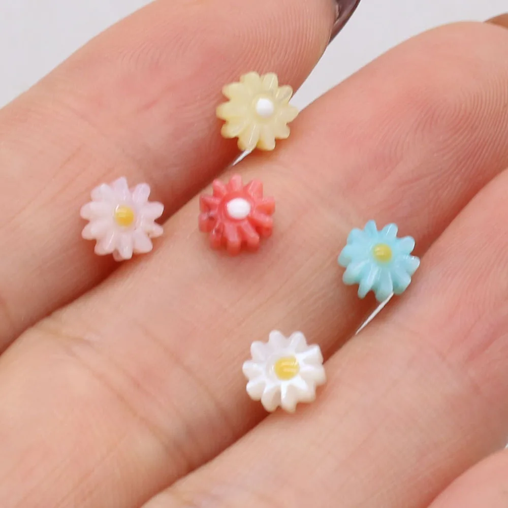 5pcs 6/8/10/12mm Sunflower-shaped Natural Shell Semi-finished Beads for Jewelry Making DIY Women Necklace Bracelet Accessories