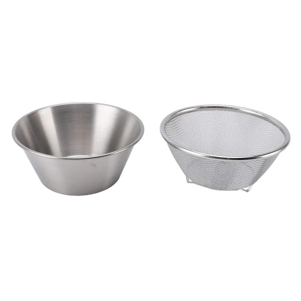 Stainless Steel Colander with Bowl Beige Silver Microporous Structure Rice Strainer Large Capacity Multifunctional Design