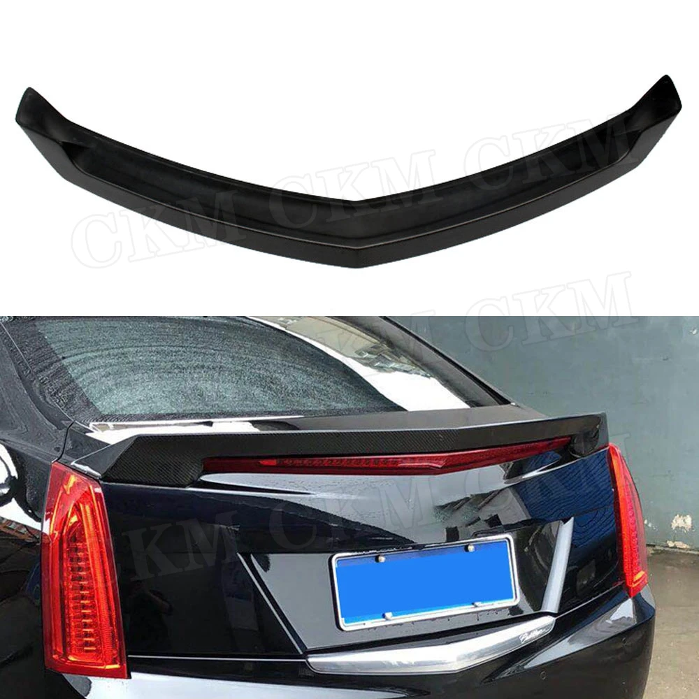 

CKMUUER Carbon Fiber Rear Spoiler for Cadillac ATS Sedan V Style 2015 2016 2017 2018 2019 Bumper Trunk Wing Body Kits