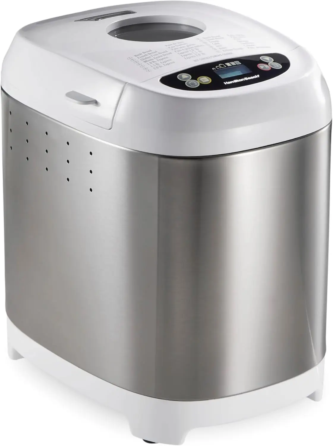 

Digital Electric Bread Maker Machine Artisan and Gluten-Free, 2 lbs Capacity, 14 Settings, White and Stainless Steel (29987)