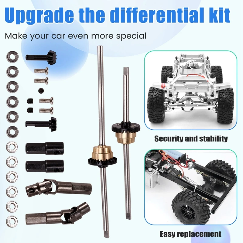 RC Car Upgrade Kit Diferencial, Peças para WPL C14, C24, MN, D90, 4WD