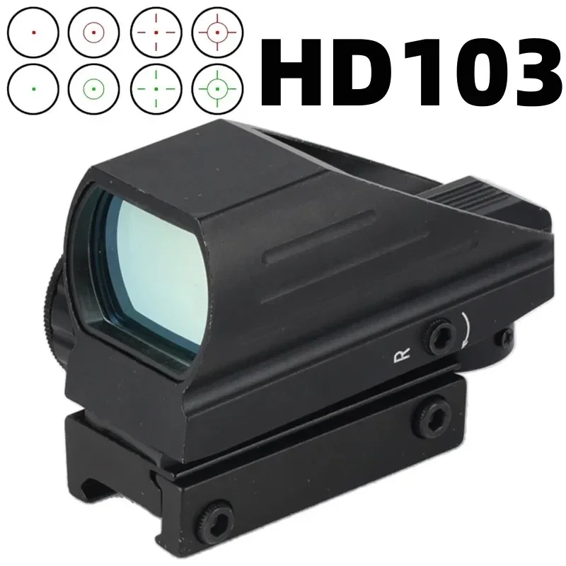 

HD103 Tactical Red/green Dot Sight Reflex 4 Reticle Adjustable Riflescope Holographic Compact Airsoft Scope Hunting Accessories