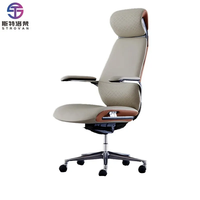 Modern Design Synthetic Leather Executive Office Chair Chrome Base Adjustable Height Competitive  for