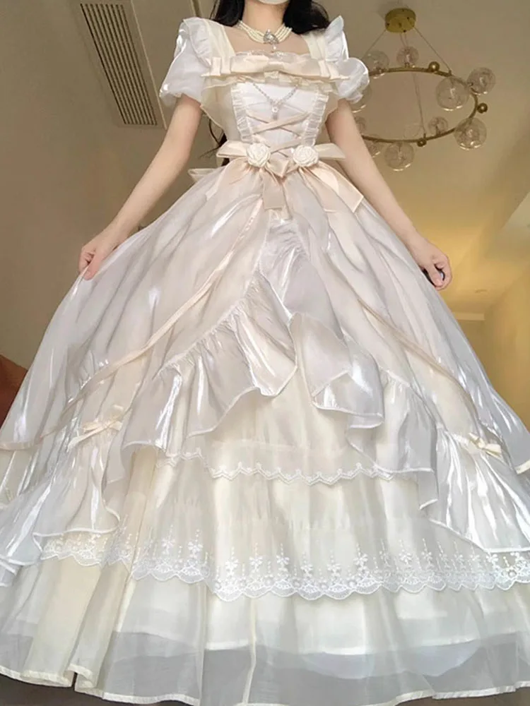 Generate Color Adult Ceremony Dress Big Flower Wedding Lolita Gorgeous Escape Puffy Trailing