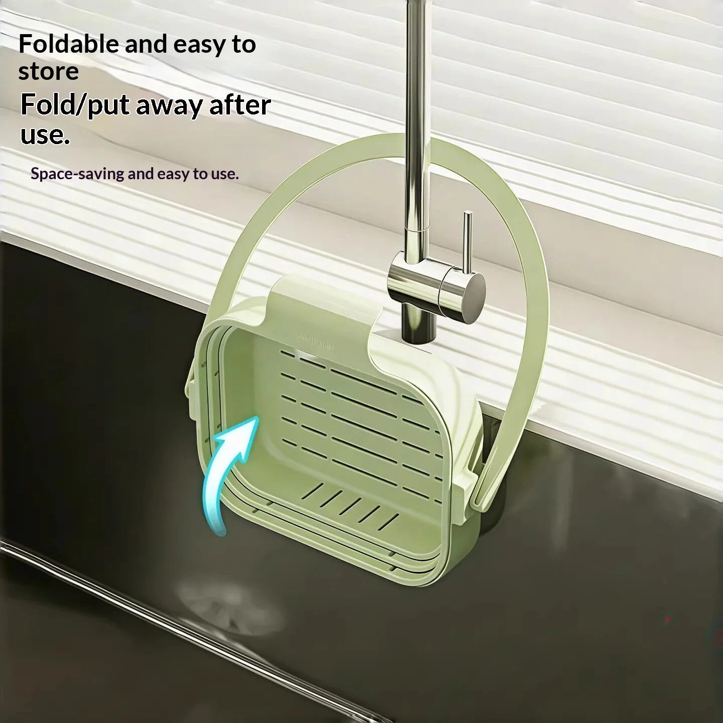 Foldable Sink Strainer Basket Hanging Faucet Colander Detachable Food Residue Filter Basket Kitchen Storage Gadget view 2