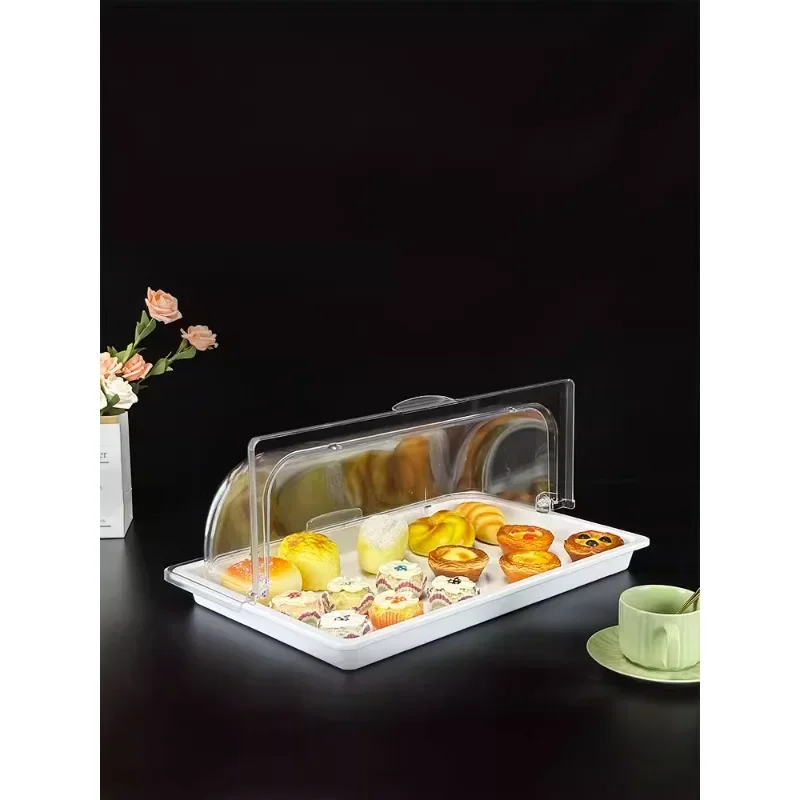 Melamine tray Fruit bread Display tray European commercial rectangle with transparent cover Bread cake dessert tray