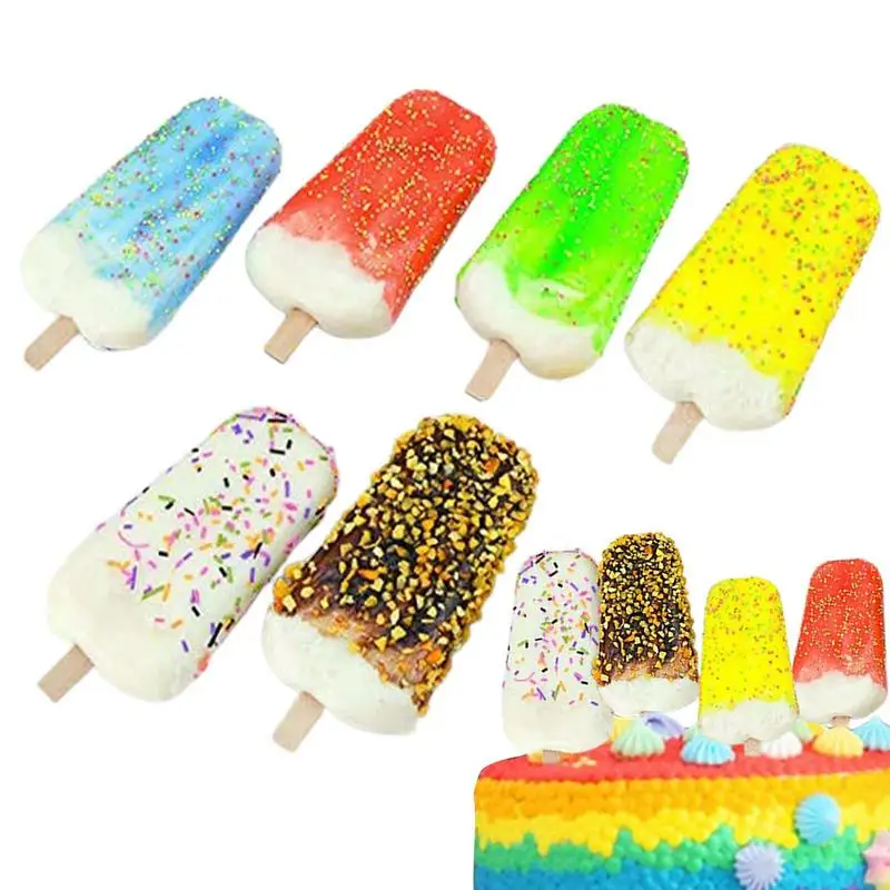 3D Cute Food Fridge Magnet Refrigerator Magnetic Stickers Ice Cream Model Magnetic Decoration 6pcs Refrigerator Paste Set